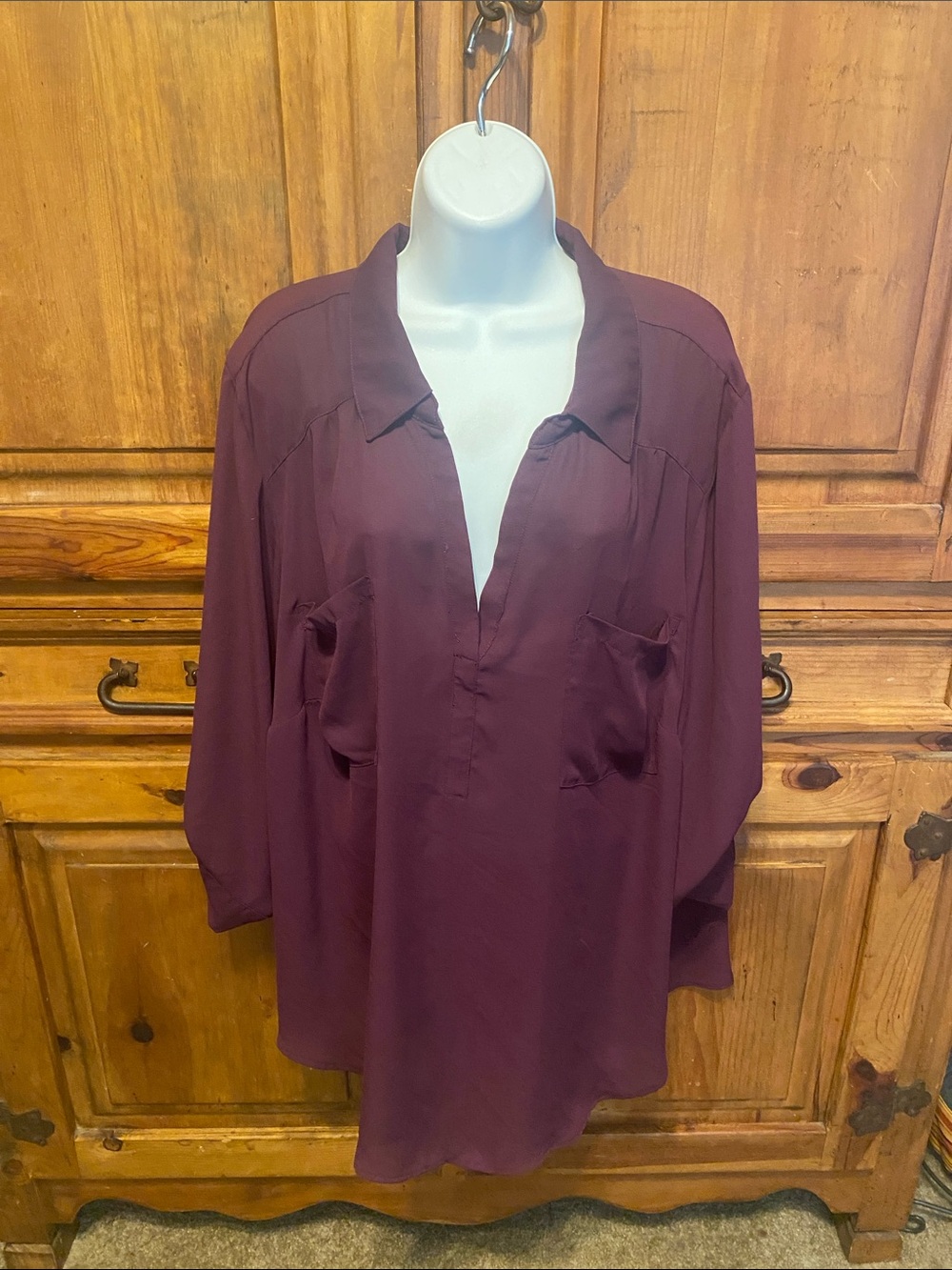 Torrid Harper Size 4 Plum Purple Solid Pullover Georgette Blouse Top 26 plus